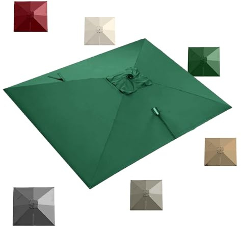 IMUNKT Rectangle Toile De Rechange 3x4m Parasol Déporté, Auvent De Rechange Pour Grand Parasol De Jardin 8 Baleines, Parasol Patio Tissu De Rechange UPF 50+(Green,3x4m (10x13ft))
