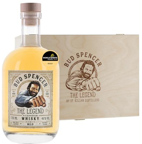 Bud Spencer Whisky Geschenk Box - The LEGEND - [MILD 46% Vol, 0,7l] Deutscher Premium Whiskey aus ausgewählten Fässern - Bud Spencer und Terence Hill Fanartikel - Whisky Geschenke für Männer