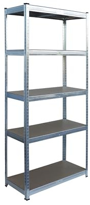 Relaxdays Schwerlastregal, 5 Ebenen, HBT: 150 x 75 x 30 cm, bis 875 kg, Keller & Garage, Lagerregal, Stahl, Silber