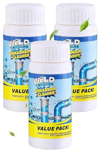 3 Stück Value Pack Abflussreiniger, Wild Tornado Sink Drain Cleaner Mit Aktivschaum Für Beseitigt Verstopfungen Und Gerüche Wild Tornado Abflussreiniger Für Küche Wc Und Außenleitungen