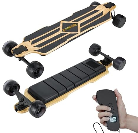 E-Skateboard für Erwachsene mit 65 km Reichweite & 45 km/h, OLED Fernbedienung, 25° Steigfähigkeit, 550W Doppelmotor, 4-Rad für Pendler und Lange Fahrten