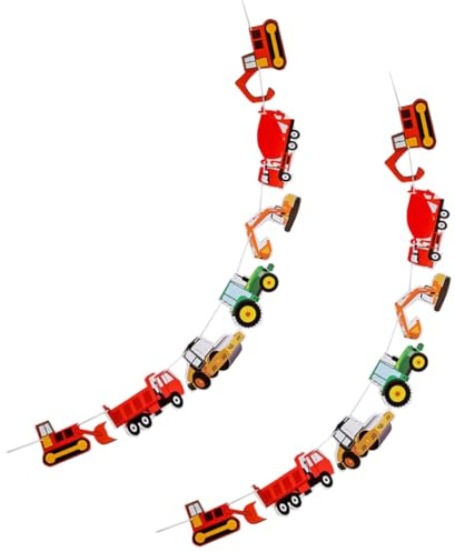 Beavorty Bagger und Transportfahrzeug leichte Partydekoration 2 Stück Papiergirlande Geburtstagsbanner für Themenpartys und Feiern