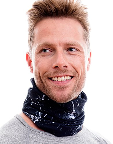 Hilltop Multifunktionstuch, Halstuch, Sporttuch, Schlauchtuch, Kopftuch, Schal, Cooles Design in Trendfarben, für Damen und Herren, Farbe/Design:Schwarz-Weiss-Paisley