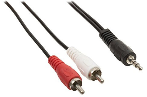 NanoCable 10.24.0301 - Cable audio estereo a 2 RCA, JACK 3.5/M-2xRCA/M, macho-macho, negro, 1.5mts