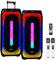 KB-ELEMENTS Tragbare Karaoke Maschine mit 2 kabellose Mikrofone - Bluetooth Lautsprecher Box mit Lichteffekte, 2 x 10 Zoll Tieftöner