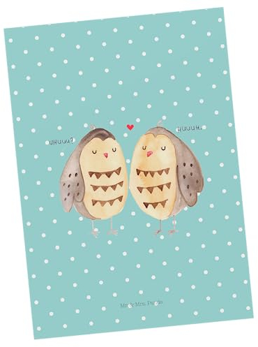 Mr. & Mrs. Panda Postkarte Eulen Liebe - Geschenk, Paar, All you need is love, romantisch, Hochzeit Spruch, Einladung Geburtstag, Ansichtskarten,