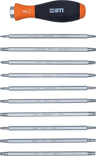 BTI Kombiklinge Vario, Schlitz/Phillips/TORX/Sechskant Schraubendreher mit Wechselklinge Kombiklingen-Satz, 11 teilig