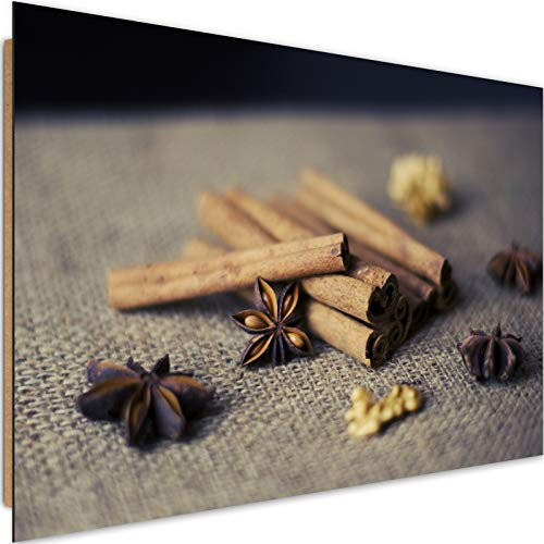 Feeby Wandbild XXL Abstraktion Deco Panel Bilder Zimtstangen Küche braun 120x80 cm