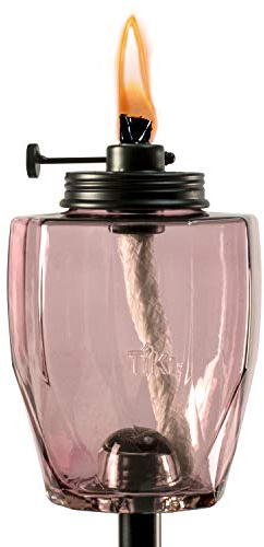 TIKI Brand Adjustable Flame Torch Glass Pink - Outdoor Decorative Lighting for Patio, Backyard, Lawn, 64, 1118019,Red