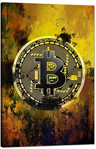 Bitcoin inspirierende Wandkunst, motivierende Unternehmerbilder, Kryptowährungshändler, Leinwandgemälde, moderne Hodl-Krypto-Poster, Drucke, Kunstwerk für Bürodekorationen, gerahmt (61 x B x 91 cm H)