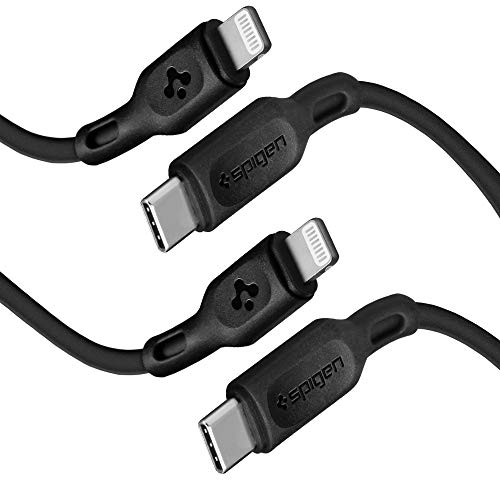 Spigen DuraSync 2 Pezzi Cavo USB C Lightning Certificato MFi Dati e Ricarica davvero veloce 1m Per iPhone 12 Mini Pro Max SE 2020 11 Pro Max XR XS XS Max 8 8 Plus 7 7 Plus iPad