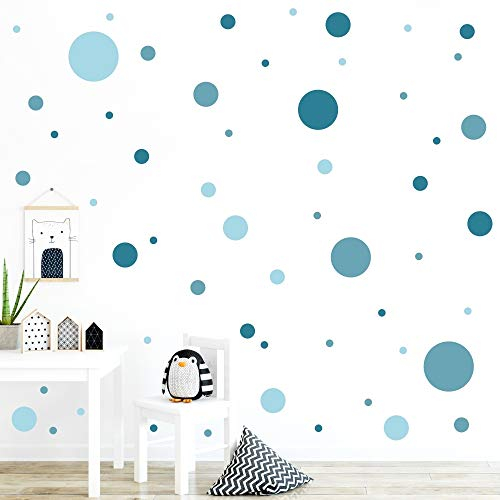 malango® 78 Wandsticker Punkte Kinderzimmer Wandtattoo Kreise Set Wanddekoration Wanddeko Mädchen Jungen Kids Klebepunkte bunt selbstklebend petrolfarben