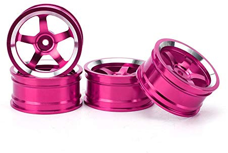 Tbest 4 Stücke RC Auto Radnabe, 1/10 Aluminiumlegierung Radantrieb Nabenadapter Felgen Set Fit für 94123 Tour Drift Auto(Rosa)