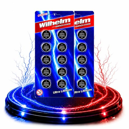 Wilhelm CR2016 Lithium Knopfzellen 3V – 90 mAh, ø20 x 1,6 mm – 15 Stück