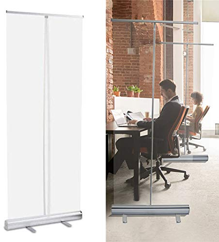 DYWOZDP Roll Up Eco Mit Alu-Kassette, Spuckschutz Transparente Folie, Spritzschutz Trennwand Abtrennwand, Hygiene- Und Hustenschutz,80×180cm