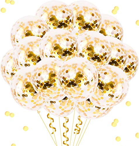 50 Piezas Globos de Confeti Dorado Globos de Confeti de látex Globos de Fiesta Dorados para Fiesta de cumpleaños Compromiso de Boda Aniversario Baby Shower Graduación Decoración