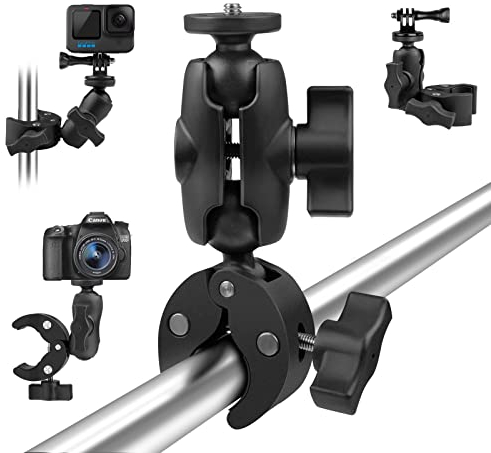 Taisioner Camera Super Clamp Mount Double Ball Head Adapter Compatible with GoPro AKASO DJI Action DSLR Digital Camera Monitor/LED Lights/Ronin-M/Ronin MX/Freefly MOVI Accessories