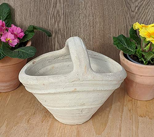 B-Ware ! Blumentopf Korb ca. 24 cm, gewollt rustikal - echt Terrakotta Garten Terracotta Deko