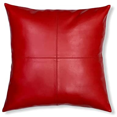 Leather Fair Dekokissen, Lederbezüge, 50,8 x 50,8 cm, rote Farbe für moderne Boho-Bauernhaus-Dekoration, groß, quadratisch, dekorativ, Schlafzimmer, Wohnzimmer, Kissenbezüge für Couch, Bett, Sofa
