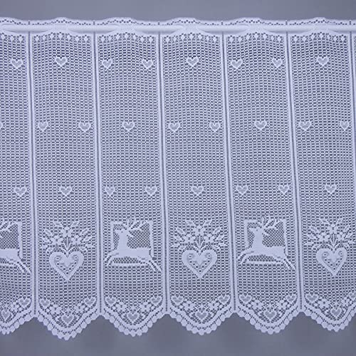 Gardinen Röttger Scheibengardinenstoff Hirsch weiß grob 60cm hoch