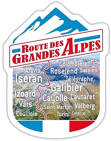 Spreadshirt Route Des Grandes Alpes Souvenir Sticker Aufkleber, 10 x 10 cm, Mattweiß