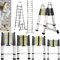 6.2M Aluminum Telescoping Ladder with Hooks, Folding Extending Portable Loft Extension Ladder Multi Purpose Ladder, Max Load 150kg/330lb, with EN131 and CE Standard