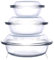 HUSANMP Set 6 Stücke Rund Auflaufform aus Gehärtetem Glas Set, 0,5L+ 1L+1,8L Glas Backform mit Deckel für Backofen, Gefrierschrank und spülmaschinenfest