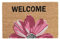 Relaxdays Fußmatte Kokos, Welcome-Schriftzug & Blume, Fußabtreter 60x40cm, Schmutzfangmatte innen & außen, rosa/Natur
