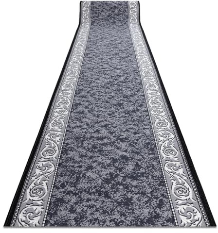 rugsx Läufer Antirutsch Romantic Ornament, Teppichläufer, Flur, Schlafzimmer, Wohnzimmer, Meterware, rutschfest, grau 57x750 cm
