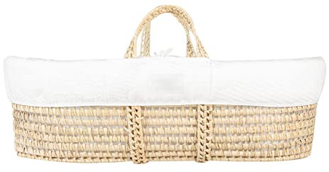 Mother&Baby Moses Basket with Mattress Included and washable cover - Noah pod palm moses basket ideal for delicate baby skin - Suitable from birth