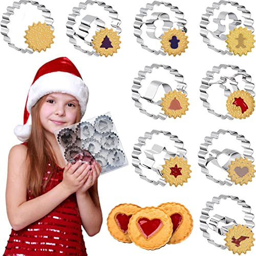 Lot de 9 mini Noël emporte-pièces, les 8 Noël formes les plus populaires, Multifonction Cookie Cutter, Inoxydable Moule à Biscuits pour DIY Décoration de Gâteau Fondant Biscuit Cookie