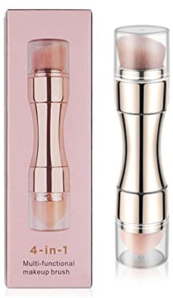 Pinceau de Maquillage 4 en 1,mini pinceaux de maquillage pour le visage,pinceaux de fard à paupières riches,Ensemble de Pinceaux de Maquillage Doux au Toucher pour le Fond de Teint pour les LèVres(Or)