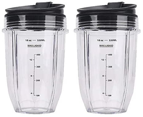 JUJIAN 2 Pcs 18 Eat Ninja Mixer Cups with for Ninja IQ 480 642 450 682 480, 490, 640 680