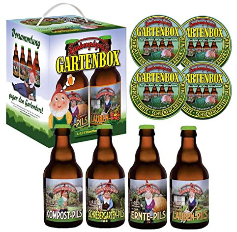 Bierwürfel Garten 4 x 0,33l Pils mit 4 Sammler-Bierdeckel