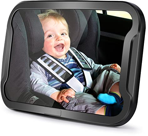 Vinabo Espejo de Coche para Bebé, Espejo Retrovisor para Bebé Irrompible, Espejo Retrovisor para Coche con Rotación Ajustable de 360°, Espejo para Asiento Trasero de Bebé, Seguridad