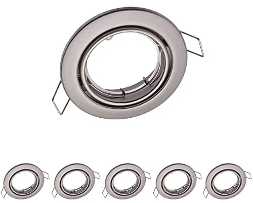 Oktaplex 6er Set Dijon Einbauspot Rahmen flach IP20 schwenkbar Edelstahl gebürstet für Spots GU10 & LED-Module - Lochmaß 68mm