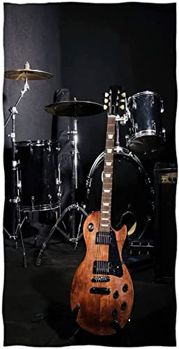 EMENZA Rock and Roll Strandtuch 90 x 180 cm, 3D Gitarren Microfaser Strandtuch Badetuch Groß, Strandtücher Herren Frauen Badetücher, Strandlaken, Handtuch