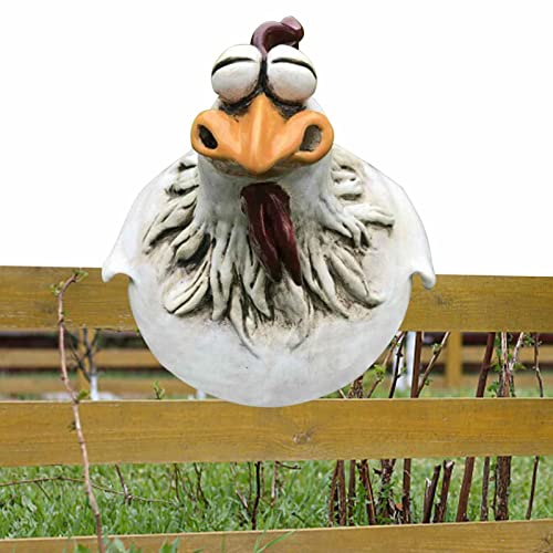 pologmase Garten Huhn Dekoration | Zaunhocker Keramik Huhn Gartendeko | Deko Hühner Figuren | Gartenfigur Henne Huhn Gartenstecker Hinterhof Dekorationen für draußen