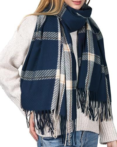 FURTALK Damen Herbst Winter Großer Karo Warm Weich Schal