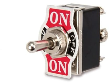 WITTKOWARE Kippschalter mit Schraubklemmen & beschriftetem Aluminium-Schild, 1-polig, EIN/AUS/EIN, 10A/250V~, Gewinde M12x0,75