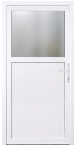 HORI® Haustür Kellertür Kunststoff Nebeneingangstür Komplettset Hauseingangstür, vielseitig einsetzbar für Keller, Garage und Nebeneingang I Farbe: weiß I DIN rechts I Modell: Light I 208 x 108 cm