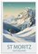 PuPLuM St. Moritz Schweiz Vintage-Reiseposter, Querformat, 20 x 30 cm, Leinwand-Kunst-Poster für Wohnzimmer, Dekoration, Gemälde für Heimdekoration