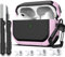 RFUNGUANGO Compatible avec Coque AirPods Pro 2/1 génération (2023/2022/2019) avec kit de Nettoyage, Design Cool Armor avec Porte-clés (câble USB-C/Lightning),Rose