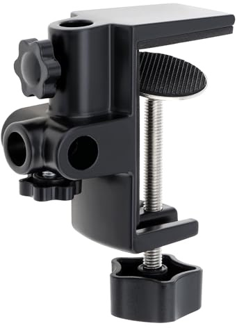 RTNLIT Desk Lamp Clamp, 0.49/12.5mm 4 Hole Metal Table Mounting Clamp | Universal C Clamp for Magnifying Light/Microphone/Boom Scissor Arm, Fits up to 2-1/2 inches Desktop Thickness