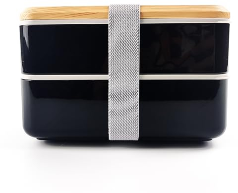 Nudic Bento Lunch Box, Leak-Proof Lunch Container with Compartments, Japanese Style Bento Lunchbox with Sauce Pot Cutlery Set, BPA Free Microwave and Dishwasher Safe 1400 ml.