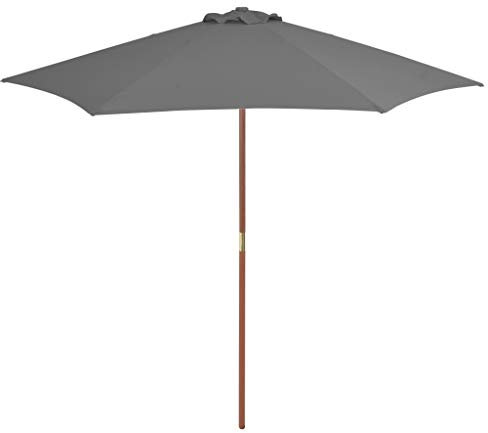 ARKEM Sonnenschirm mit Holz-Mast 270 cm Anthrazit Wasserdicht Garten Sonnenschirm Strandschirm