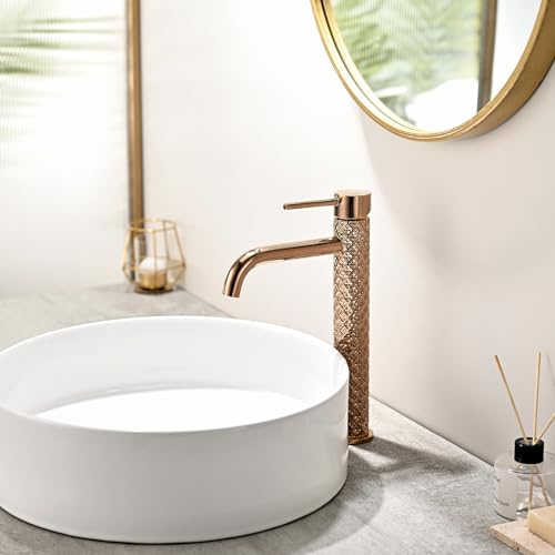 TIMACO Or Rose Robinet de Lavabo Mitigeur de Salle de Bain Eau Froide et Chaude Prévu