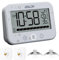 Waterproof Bathroom Timer Shower Wall Clock with Temperature Humidity, Large Display Digital Visual Progress Bar Countdown Kitchen Timer, Kids Bath Hanging Alarm Clock with Suction Cup, 12/24H (White)
