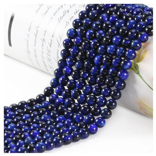Ouubuuy 6mm Round Blue Tiger Eye Crystal Beads, 60pcs, Perfect for Jewelry Making, Necklaces, Bracelets, Earrings, Rings, DIY Gifts and Crafts