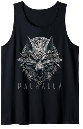 Norse Mythology Valhalla Wolf Odin Viking Fenrir - Wikinger Tank Top, Schwarz, S, Ärmellos, Unisex, Klassische Passform, Erwachsene, Viking-Fans